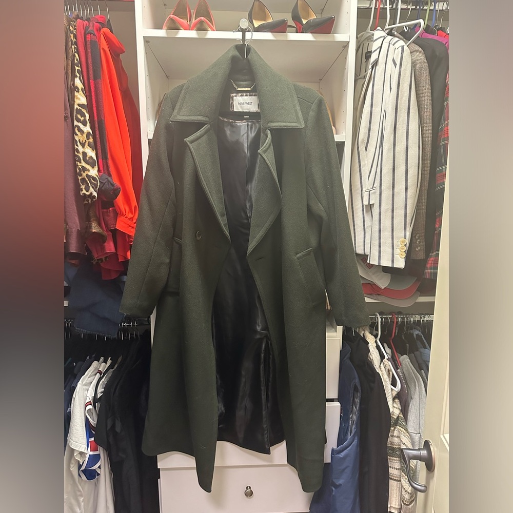 Hunter Green Nine West Double Breasted Coat L